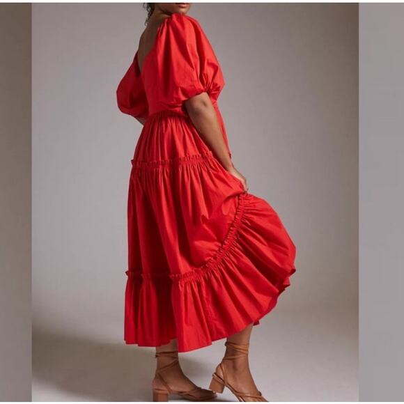 Anthropologie ATSU Dress Red Off-The-Shoulder Red Maxi Dress - Picture 3 of 15